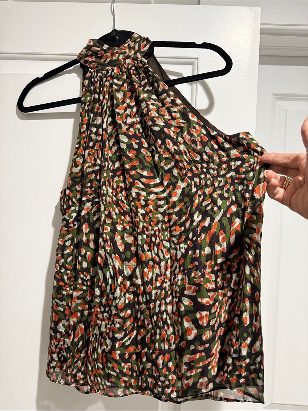 Ramy Brook Tanzania Print Paige Blouse Olive Multi Size Medium NEW WITH TAG